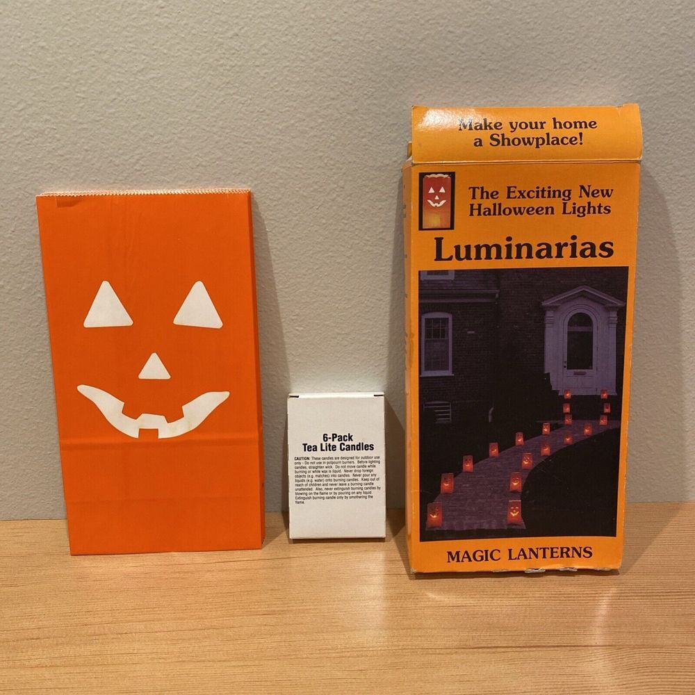 VTG Magic Lanterns Luminarias‎ Jack O Lantern Candle Path Bags 6 Count Halloween